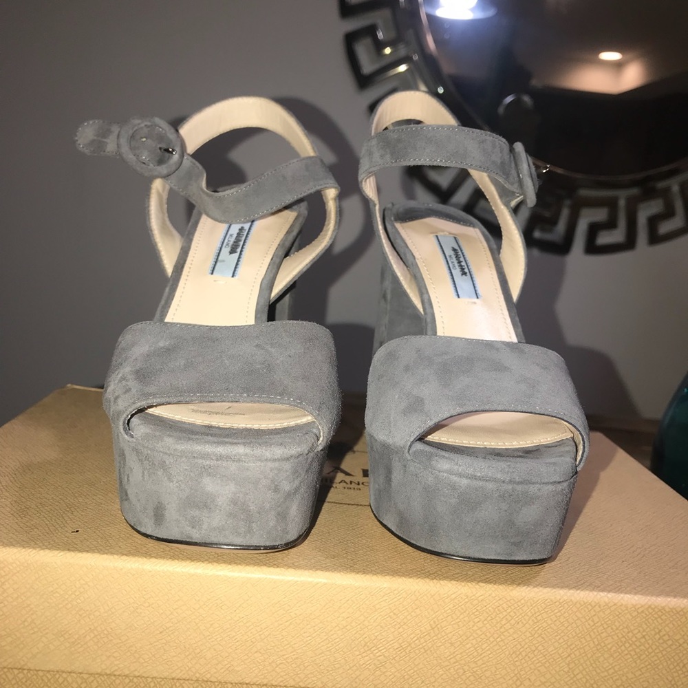 New Prada Authentic Women Suede Platform Sandals - Picture 5 of 8